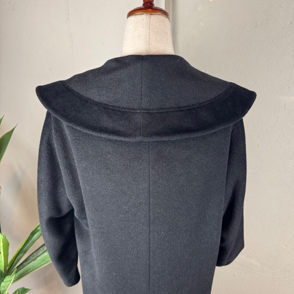 Vintage 1960s Cuddle Coat Black Shawl Collar Long Coat John Wanamaker S/M - Picture 6 of 8